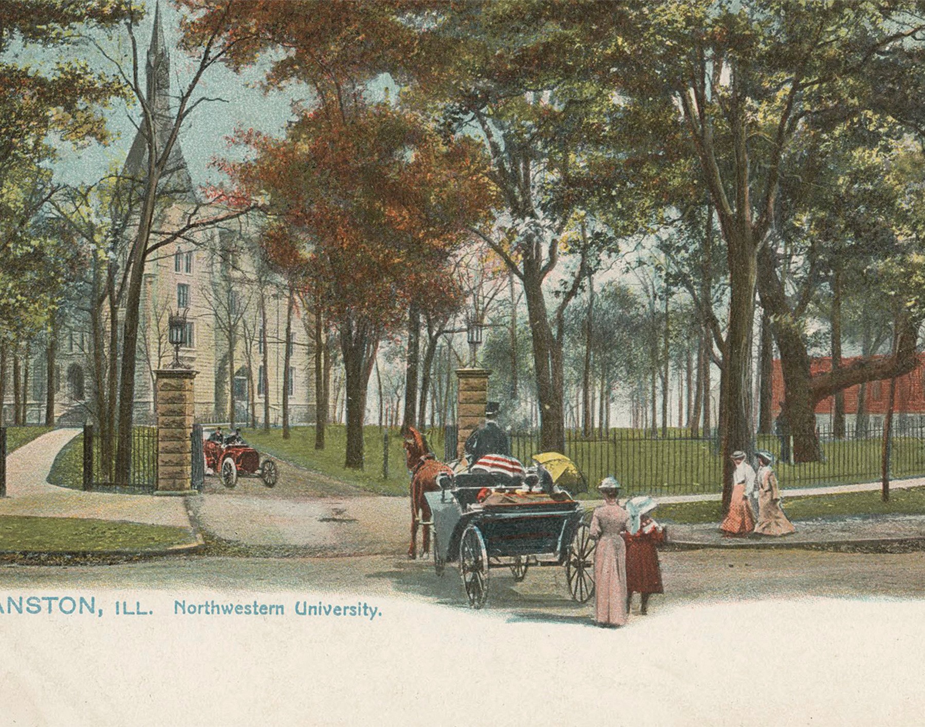 vintage postcard of university hall