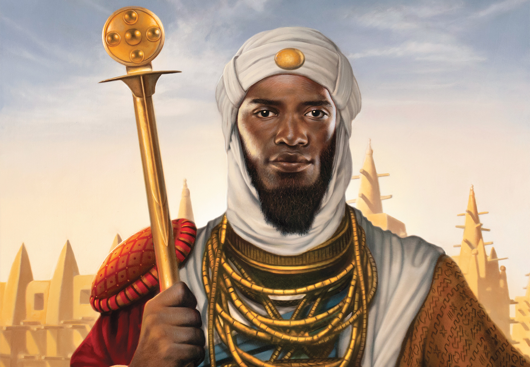 An artist's modern interpretation of Mansa Musa