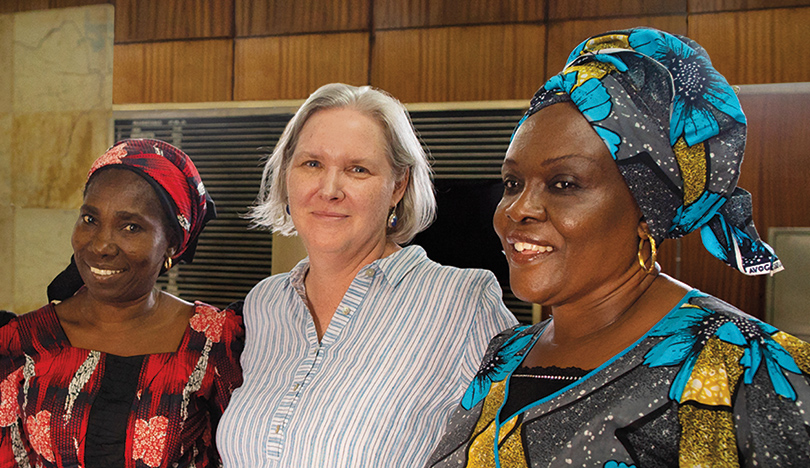 Kathleen Bickford Berzock, center, with staff from the National Commission for Museums and Monuments, Nigeria, including Omotayo Adeboye, left, and Edith Ochuole Ekunke, right.