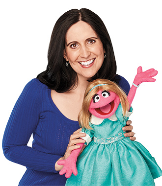 puppeteer stephanie dabruzzo with sesame street character prarie dawn