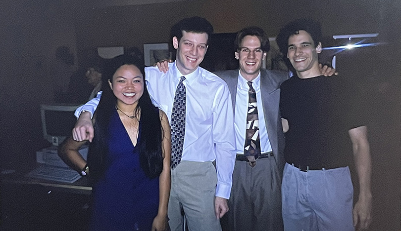 Pictured left to right: Anna-Marie Panlilio ’97, Jason Chayes ’96, Giles Hendrix ’96, James Ferolo ’99 MFA