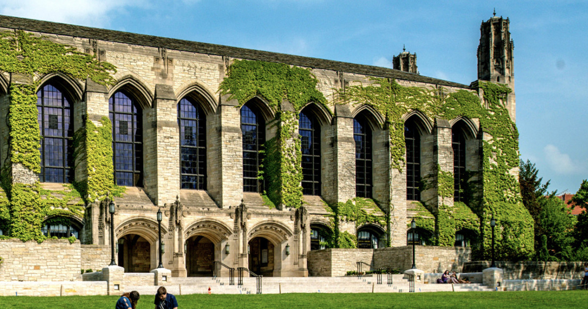 Northwestern University Deering Library and campus buildings showcasing Gothic architecture