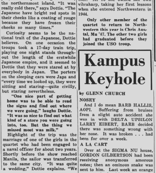 The Daily Northwestern newspaper clipping from Nov. 19, 1946