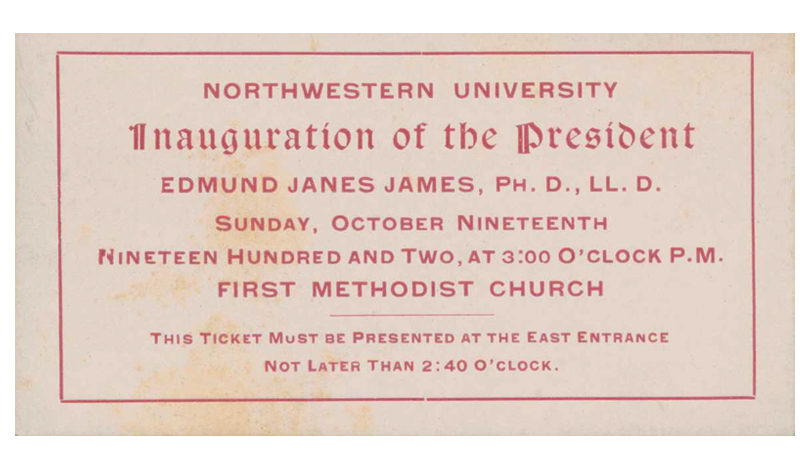 Admission ticket for the inauguration of President James