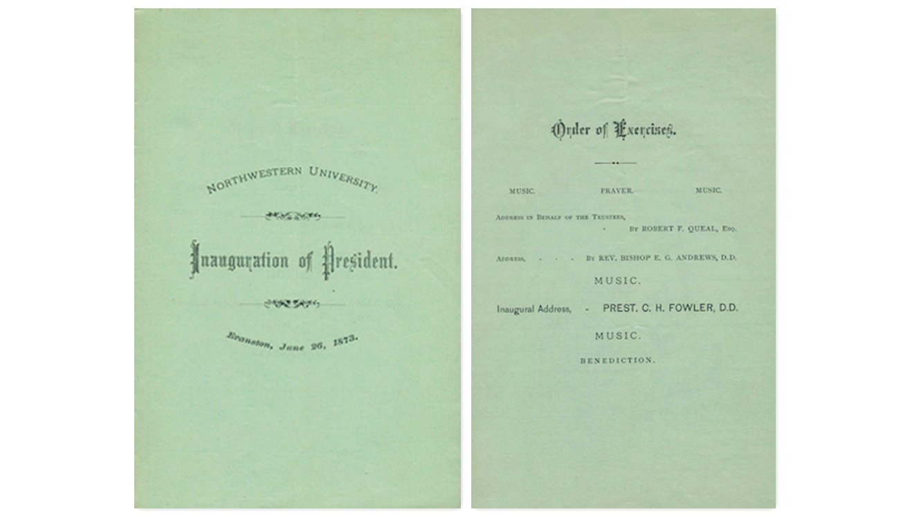 Select pages of the inauguration program of Charles Fowler