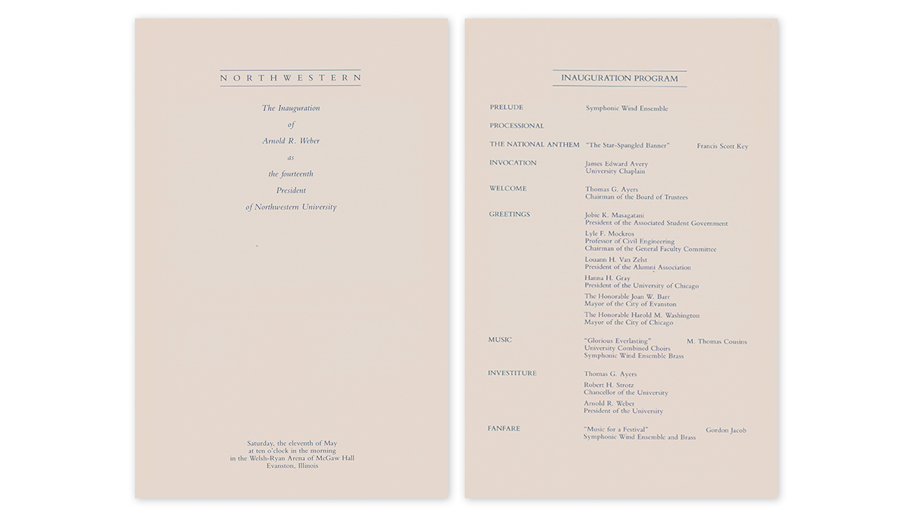 Select pages of the inauguration program of Arnold Weber