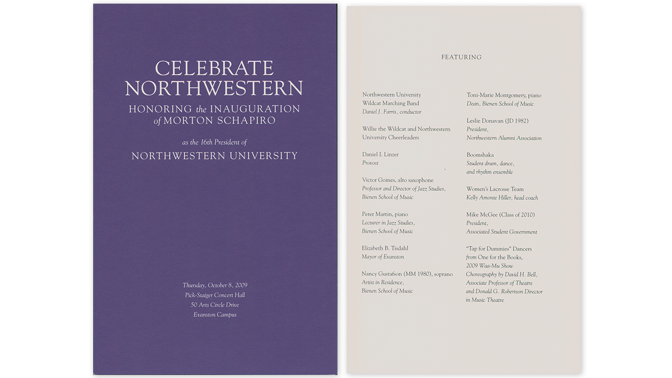 Select pages of the inauguration program of Morton Schapiro