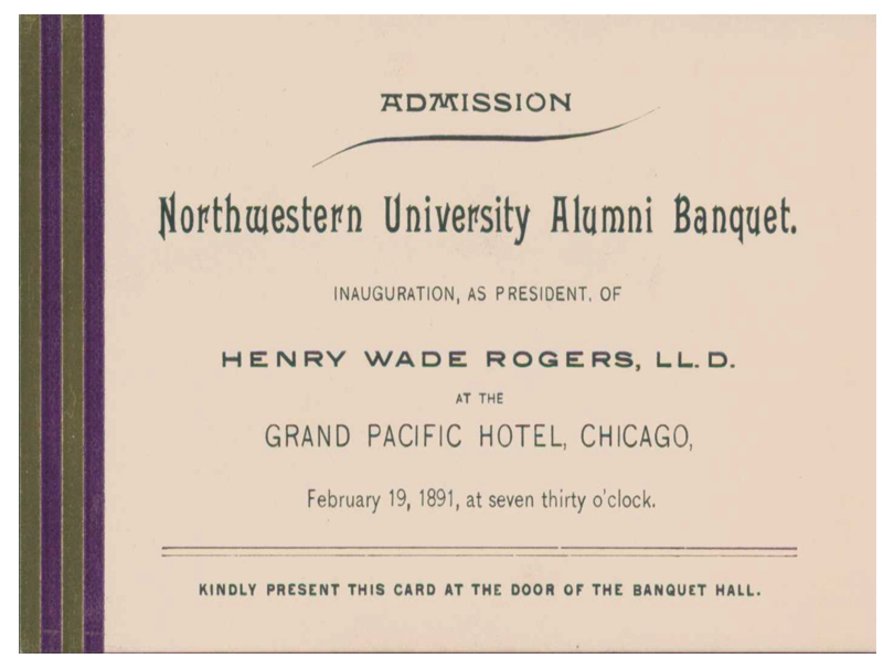 Alumni banquet admission ticket for the inauguration of President Wade