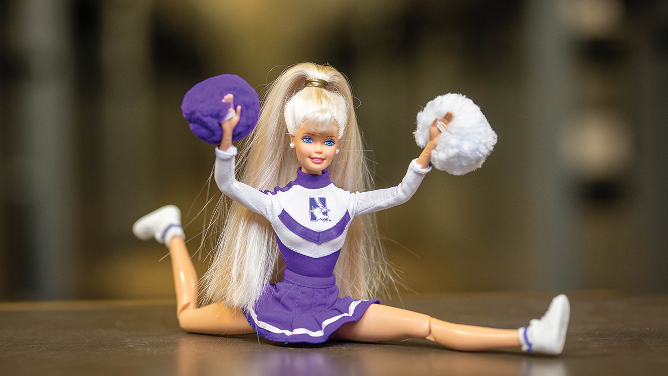 Northwestern Barbie posed out of the box
