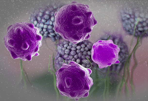 Digital 3D illustration of cancer cells in human body.