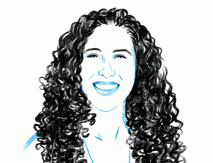 A line-drawn headshot of Elizabeth Weingarten smiling. 