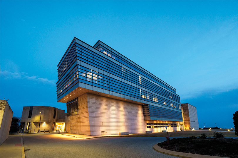 A photograph of the outside of the Patrick G. and Shirley W. Ryan Center for the Musical Arts.