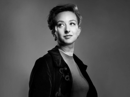 A grayscale image of Fillinger looking off into the distance. 