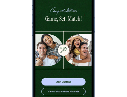 A phone screen showing the Doubles Social app interface