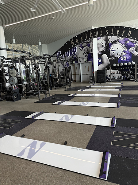 UltraSlide boards in the football training room