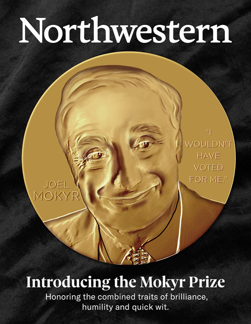 Gold coin resembling the Nobel Peace Prize, but with Joel Mokyr