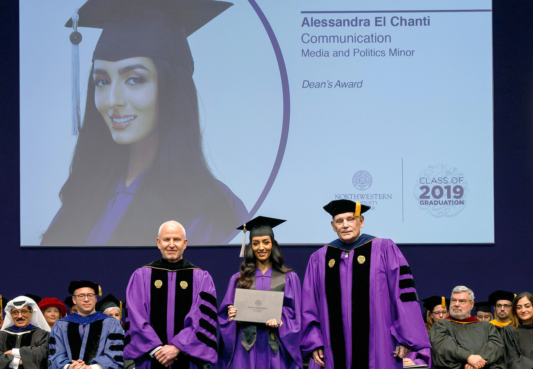 alessandra el chanti receives the deans award at the northwestern university in qatar commencement in doha