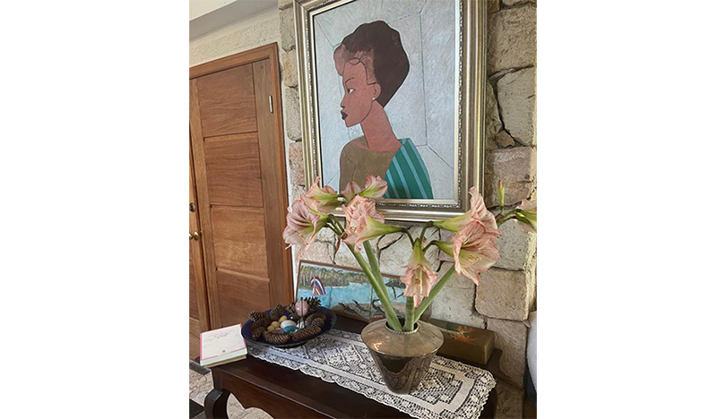 Lilies, grown in Clesca’s yard, on display in her home.